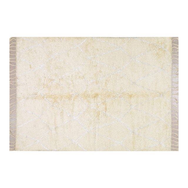 Moroccan Modern Hand Knotted Wool Rug, 6'x9' For Sale