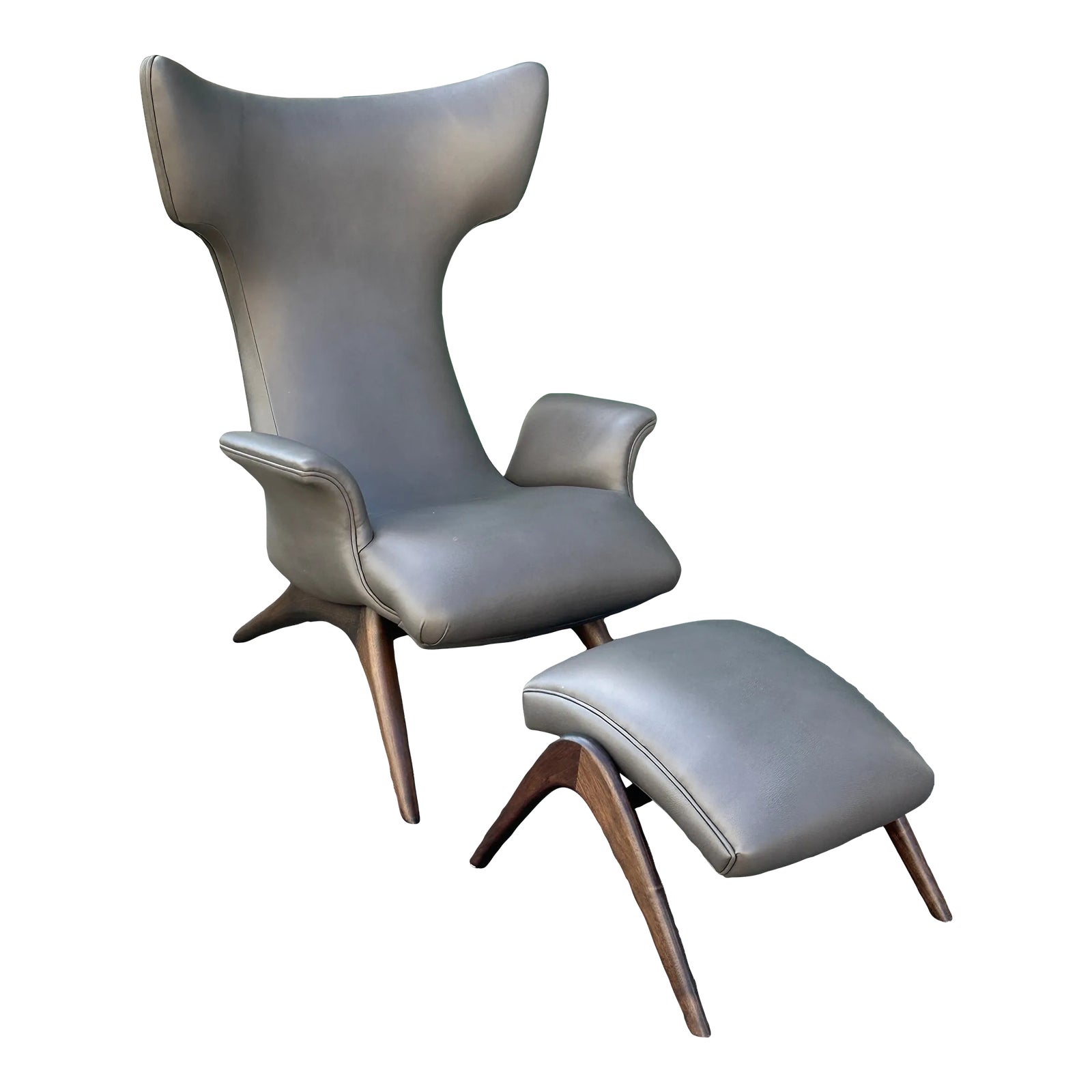 Vladimir Kagan Ondine Lounge Chair and Footstool in Holly Hunt