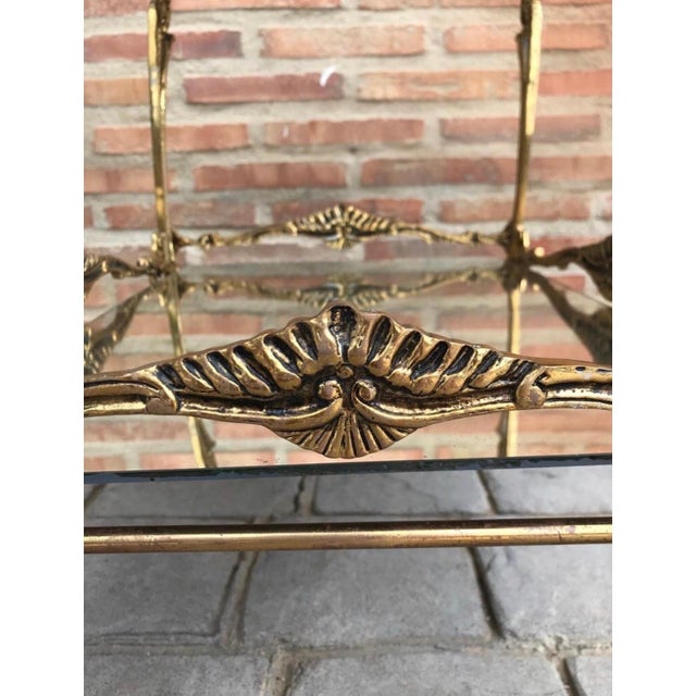 French Style Bronze Bar Cart with Wheels, Mid-20th Century For Sale - Image 6 of 11