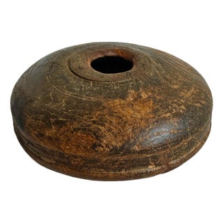 Antique India Rustic Wood Tobacco Container For Sale