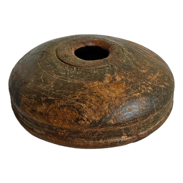 Antique India Rustic Wood Tobacco Container For Sale