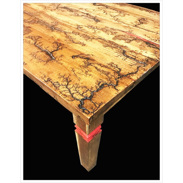 Rustic Lichtenberg Fractal Vintage Solid Oak Coffee Table Chairish