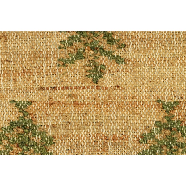 Rug & Kilim Rug & Kilim's Block Print Flatweave Rug in Beige with Green Floral Patterns - 10x14 For Sale - Image 4 of 4