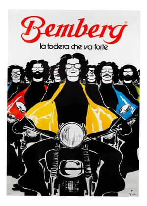 Original Vintage Bemberg: La Fodera Che Va Forte Poster by René Gruau, 1980s