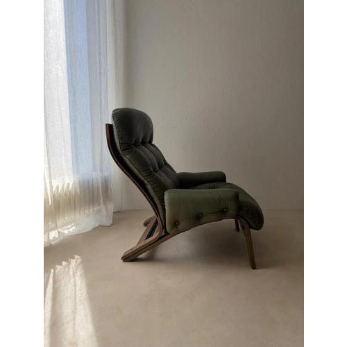 Rybo Rykken Chair in Green Leather by Solheim For Sale - Image 3 of 15