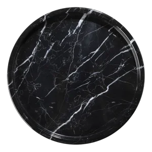 Black Marquina Marble Round Tray by Royal Bee Design