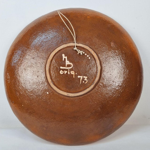 Large Vintage Glazed Ceramic Wall Plate with Abstract Motif, 1960s For Sale - Image 10 of 14