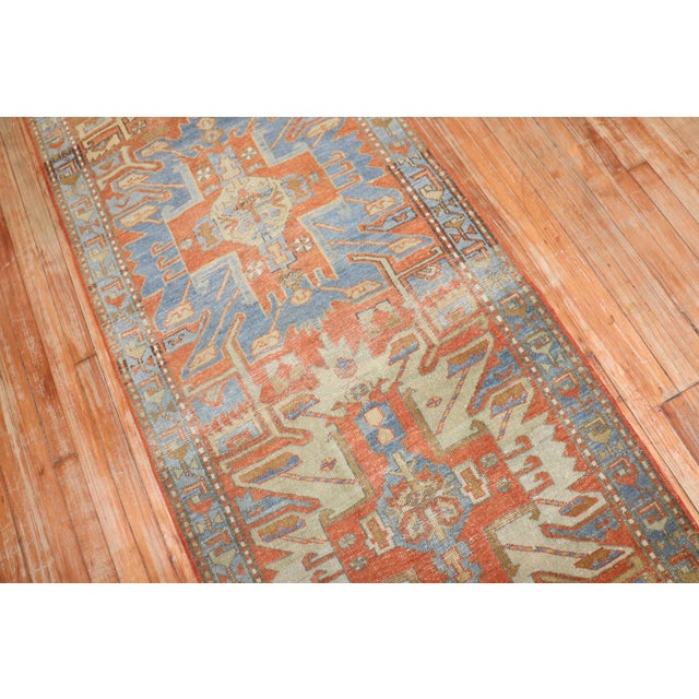Antique Zabihi Collection Persian Heriz Runner - 3' x 10'7" For Sale In New York - Image 6 of 12