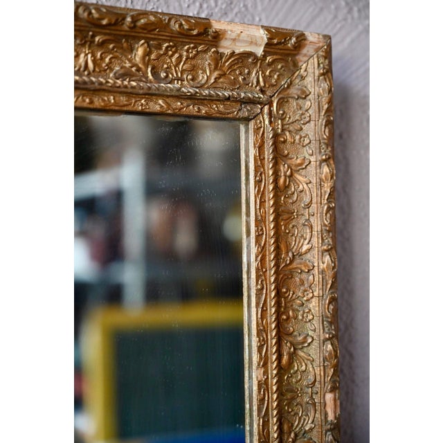 Antique Bohemian Baroque Style Gold Leaf-Gilded Patinated Mirror with Stucco, 1900 For Sale - Image 4 of 7