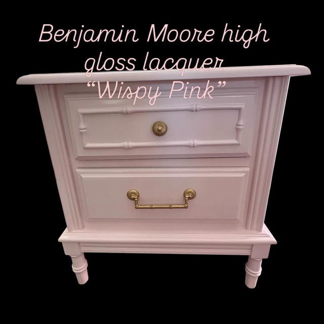 Faux Bamboo Nighstands / Bedside Tables - A Pink Pair For Sale - Image 14 of 14