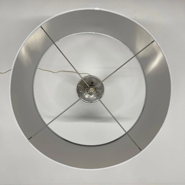 1970s Mid-Century Wicker Rattan and Chrome Table Lamp For Sale - Image 9 of 12