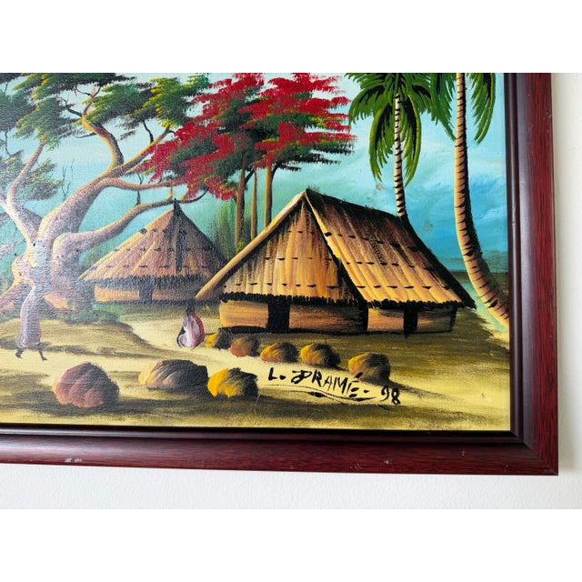 Vintage Haitian Landscape Oil Painting – Signed L.. Framé For Sale - Image 9 of 12