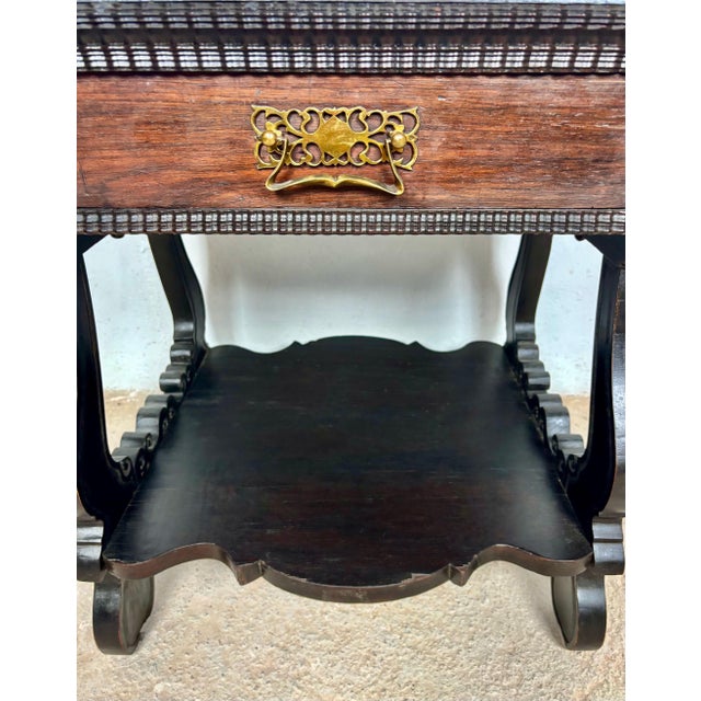 Portuguese Side Table with Drawer and Lower Shelf, 1930s For Sale - Image 15 of 16