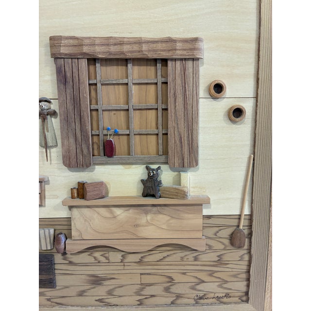 Signed Wood Marquetry Diorama"Grandma's Passion" by Cleve Lewis, 1994 For Sale - Image 9 of 18