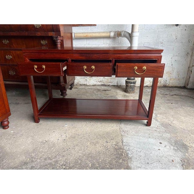 Brown Vintage Ming Style Solid Rosewood Server or Console Table. For Sale - Image 8 of 10