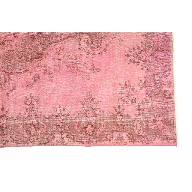 Mid 20th Century Home Living Ethnic Pink Rug For Sale - Image 6 of 9