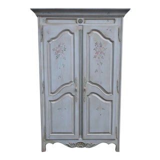 Ethan Allen Country French Floral Decorated Armoire For Sale