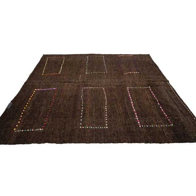Vintage Brown Modern Kilim Rug For Sale - Image 4 of 7