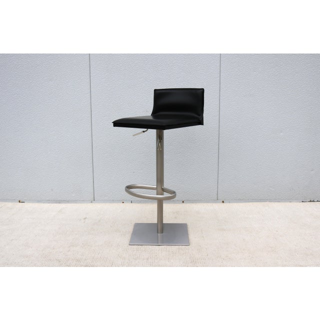 Metal Minimalist Black Leather Latina Gp Piston Swivel Stool by Frag, Italy, Circa 2020 For Sale - Image 7 of 18