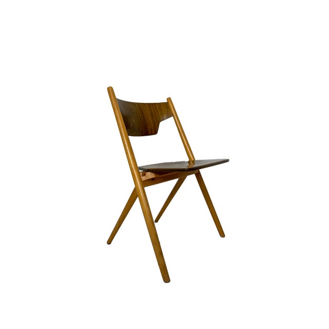 Vintage Stackable Plywood Chair from Hiller, Germany, 1950s For Sale