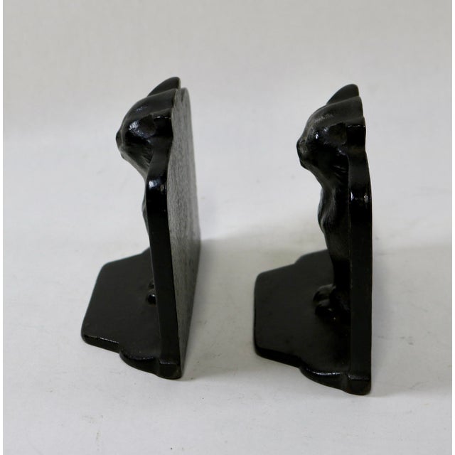 Mid 20th Century Gothic Medieval Cat Cast Iron Bookends-a Pair For Sale - Image 4 of 12