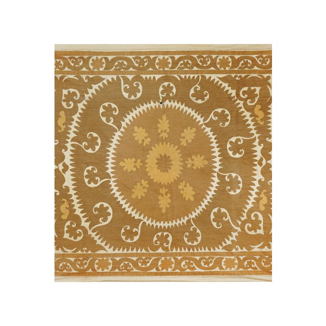 Vintage Suzani from Samarkand, circa 1900s. There are stains on this suzani. Dimension; 44'' x 53" inches / 113 x 134 cm /...