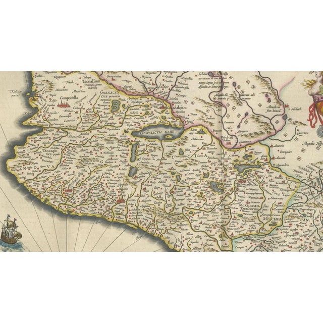 Antique Mexico Map from Blaeu, 1642 For Sale - Image 9 of 11