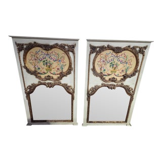 Late 19th Century Louis XIV Style Large Trumeau Mirrors - A Pair For Sale