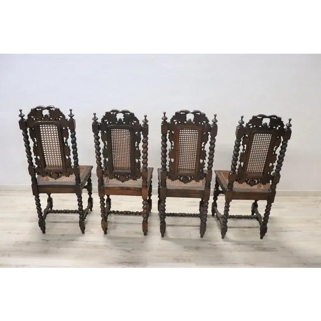 Late 19th Century Carved Walnut Chairs with Vienna Straw, Set of 4 For Sale - Image 10 of 12