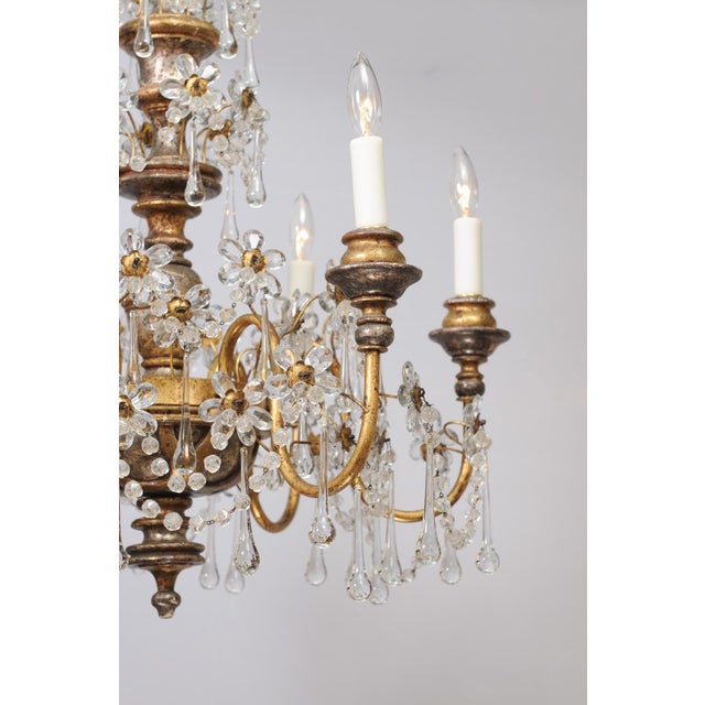 1930s 1930s Genovese Two-Tone Giltwood & Crystal Chandelier, Italy For Sale - Image 5 of 17