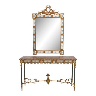 Exceptional Quality French Style Bronze Console Table W. Mirror For Sale