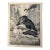 1940s Original Signed Graphite Illustration of Bear Confronting Hunting Dog, 12 × 9.5 In. For Sale