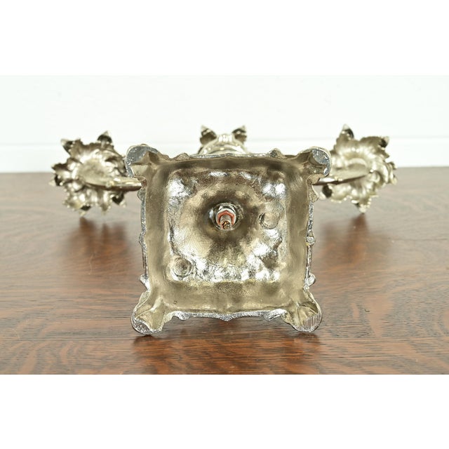Tiffany & Co. Style Antique Victorian Silverplate Three-Light Candelabra For Sale - Image 10 of 12