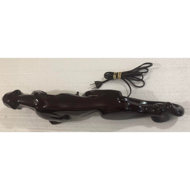 Mid-Century Modern Vintage Mid Century 1950s Brown Ceramic Panther Lamp For Sale - Image 3 of 12