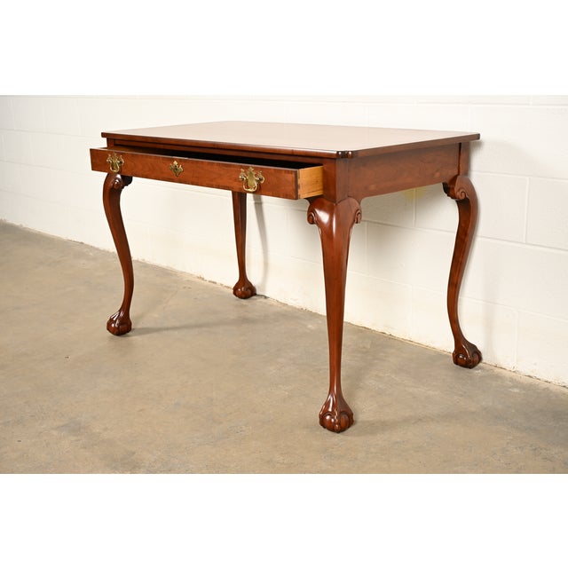 Baker Furniture Chippendale Carved Mahogany Writing Desk, Newly Refinished For Sale In South Bend - Image 6 of 16