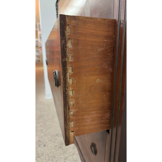 Antique 4-Drawer Wood Tallboy Chest of Drawers With Painted Accents For Sale - Image 13 of 14