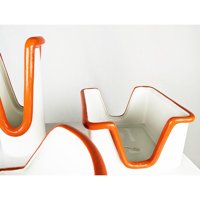 Italian White & Orange Ceramic Tableware Containers, 1970s, Set of 3 For Sale - Image 13 of 14