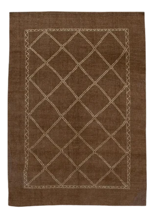 Modern Moroccan Style Brown Geometric Handmade Wool Rug