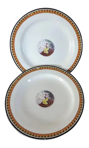 1820s Century English Creamware Emblematic of Hope Plates - A Pair
