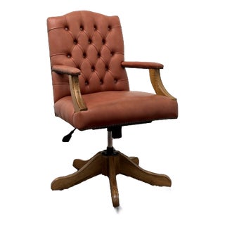 Classic English Salmon Colored Office Chair For Sale