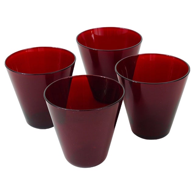 Mid-Century Drinking Glasses by Kaj Franck for Nuutajarvi Nottsjo Finland, 1950s, Set of 4 For Sale