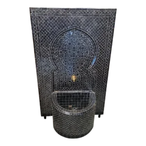 All Black Moroccan Mosaic Tile Fountain