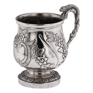 Antique 19th Century Indian Colonial Silver Christening Mug, 1860 For Sale