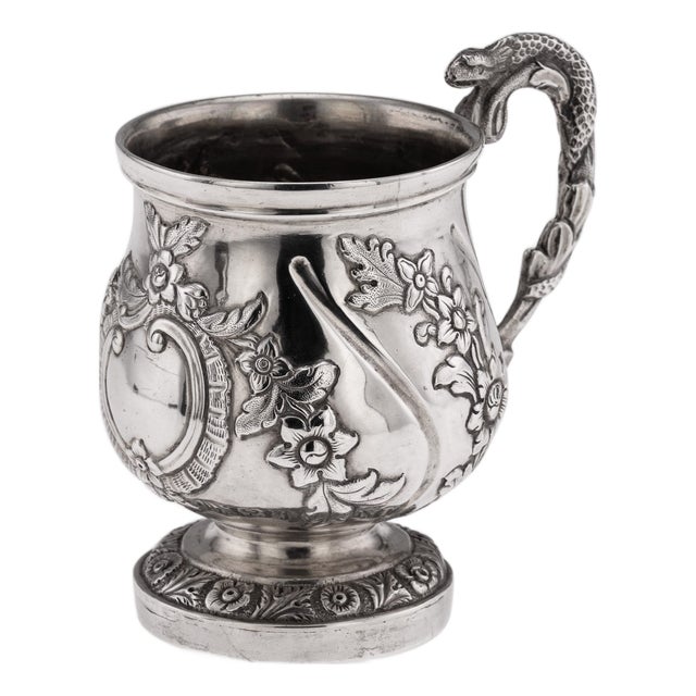 Antique 19th Century Indian Colonial Silver Christening Mug, 1860 For Sale