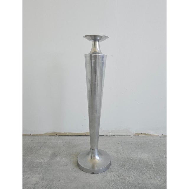 Large Cast Aluminum Candlestick Holders, 1980s, Set of 2 For Sale - Image 4 of 7