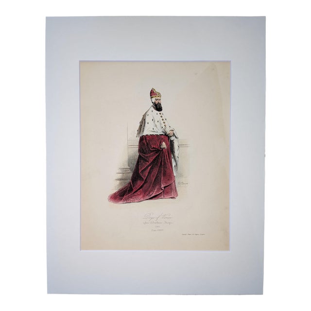 Doge of Venice| Hand-Colored Engraving by Hippolyte Pauquet | C. 1868 For Sale