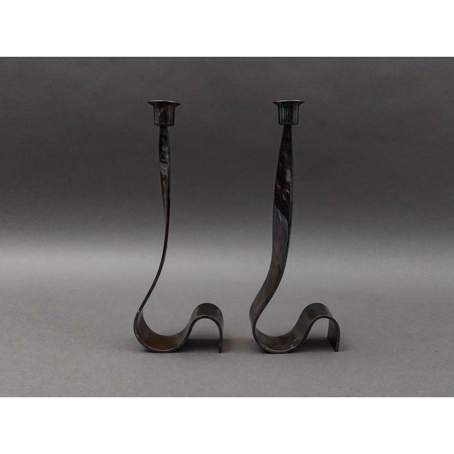 FALA Fabbrica Artigianale Lavorazione Argento Italy Guido Neist Modernist Silver Plate Sculptural Cobra Candlestick Candle...