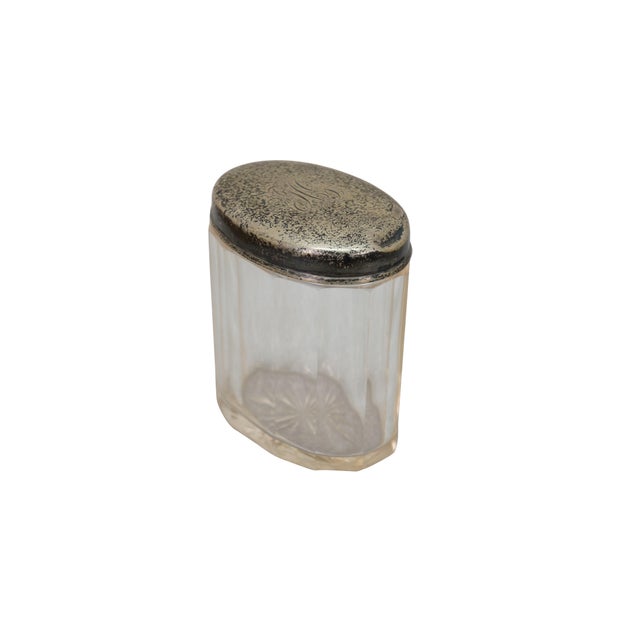 Victorian Antique Gorham Sterling Silver Lidded Cut Glass Vanity Powder Dresser Jar 3" For Sale - Image 3 of 15