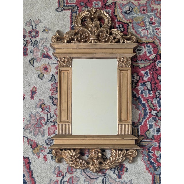 Syroco Vintage Small Ornate Gold Wall Mirror For Sale - Image 4 of 9
