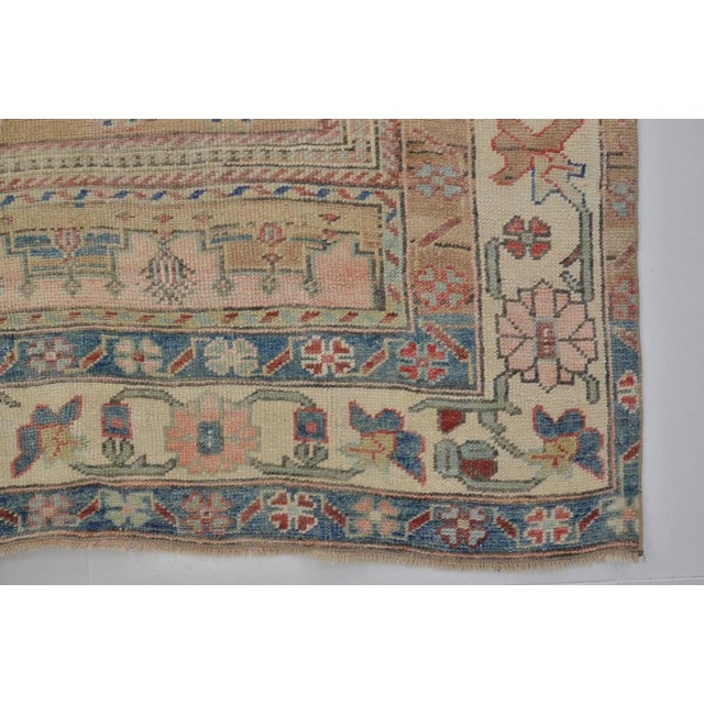 Textile Vintage Handwoven Oushak With Faded Botanical Medallion Rug For Sale - Image 7 of 10